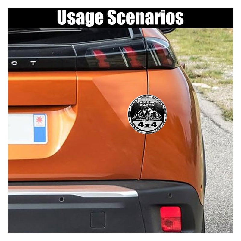 GLSOWEE Camping Badge Rated Car Emblem  4 x 4 3D Metal Car Badge Decals Stickers Round Emblem Decals  Auto Exterior Emblems Badge Compatible with Vehicles Trucks SUV RV (Camping Rated/2PCS) - Image 5